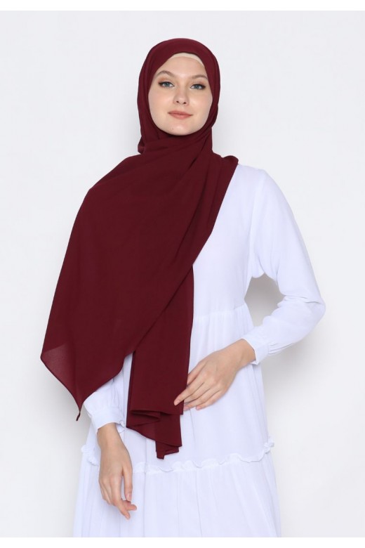 Pasmina Diamond Jahit Tepi Maroon